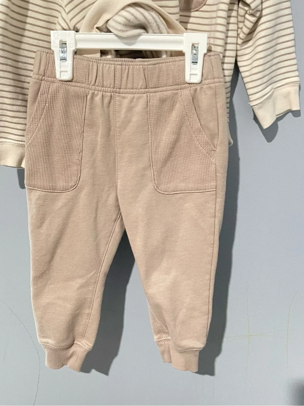 Carter's Toddler Striped Half-Zip Set - Cream & Tan